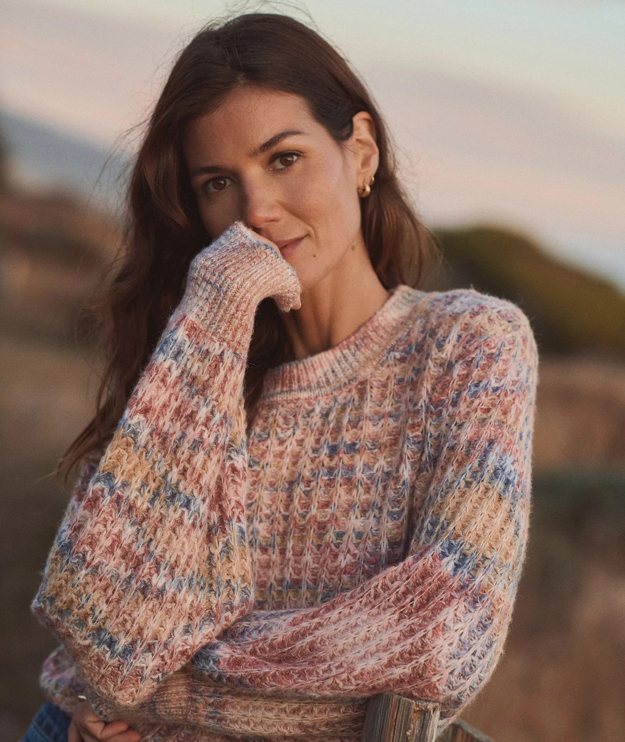 Marine Layer Alma Crewneck Sweater in Rose Multi