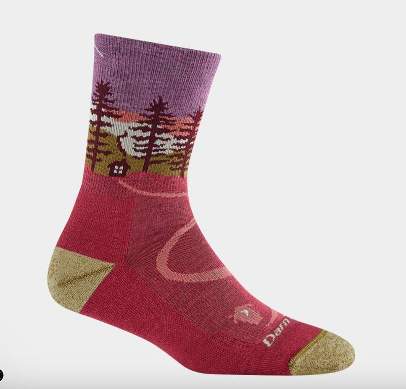 Women's Northwoods Micro Crew Midweight Hiking Socks in Cranberry