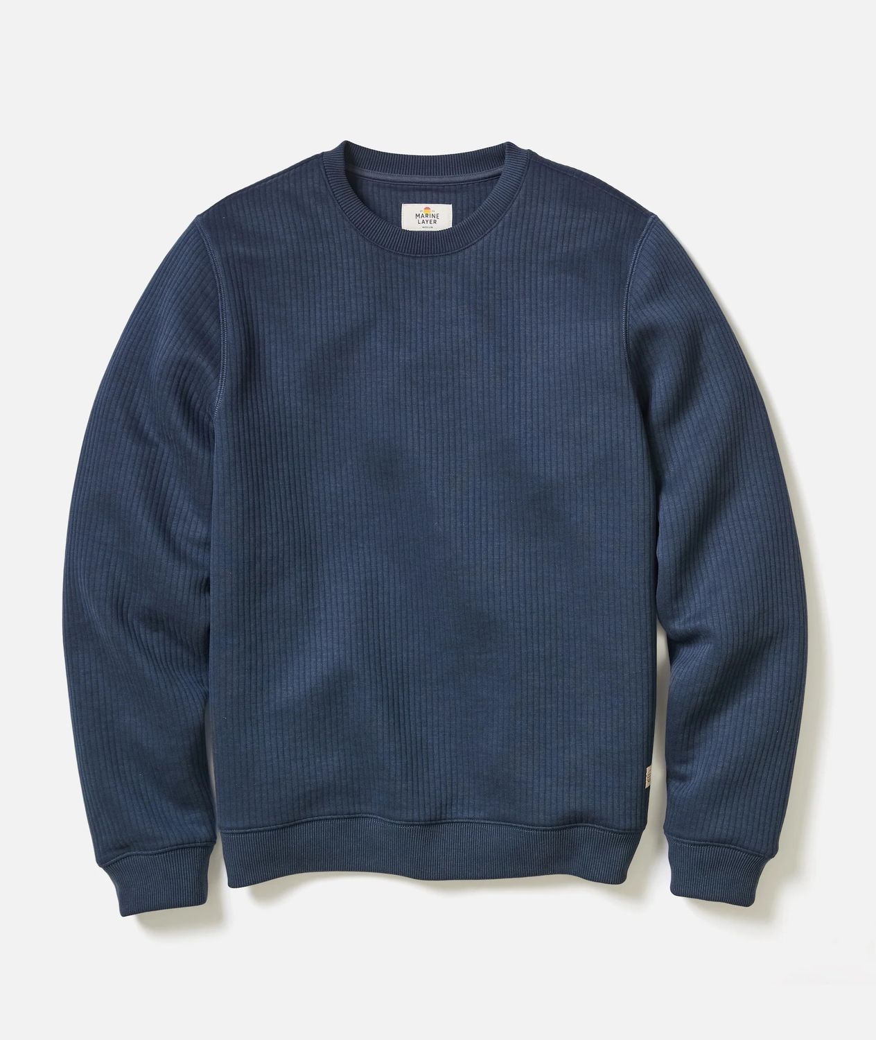 Marine Layer Corbet Quilted Crewneck in Navy