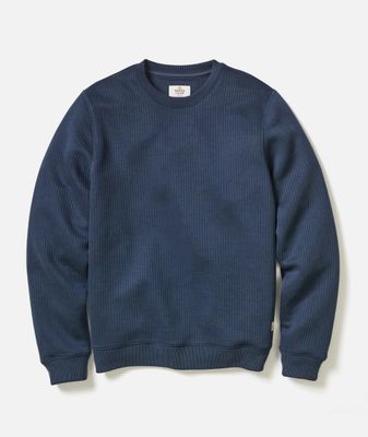 Marine Layer Corbet Quilted Crewneck in Navy