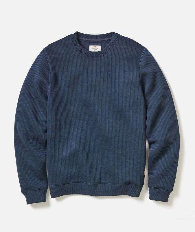 Marine Layer Corbet Quilted Crewneck in Navy