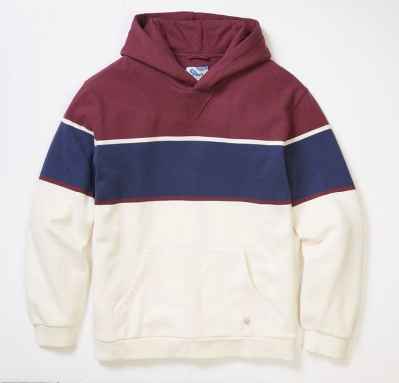 Marine Layer Relaxed Cloud 9 Fleece Hoodie in Burgundy/Navy