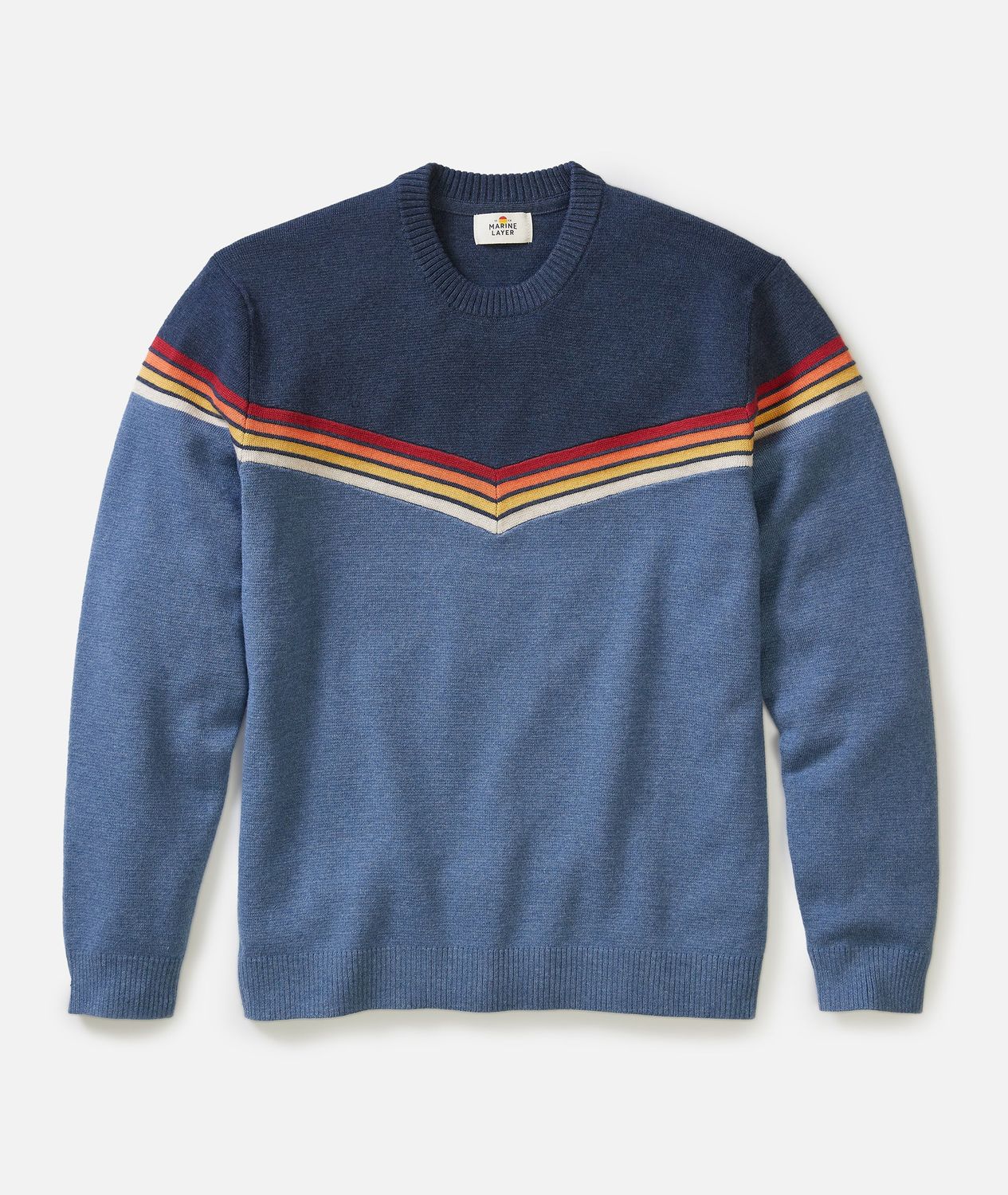 Marine Layer Dean Crew Sweater in Navy/Colorblock