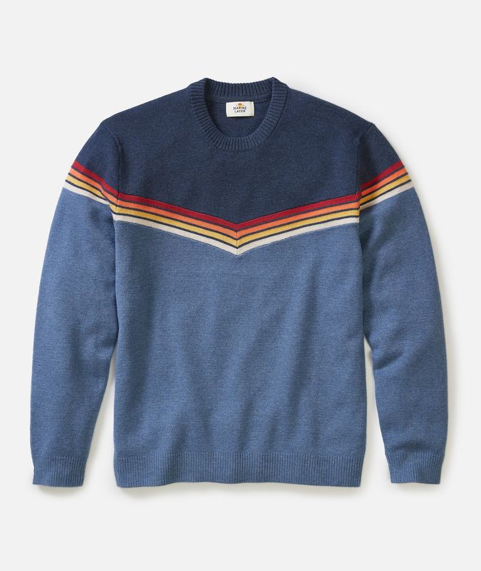 Marine Layer Dean Crew Sweater in Navy/Colorblock