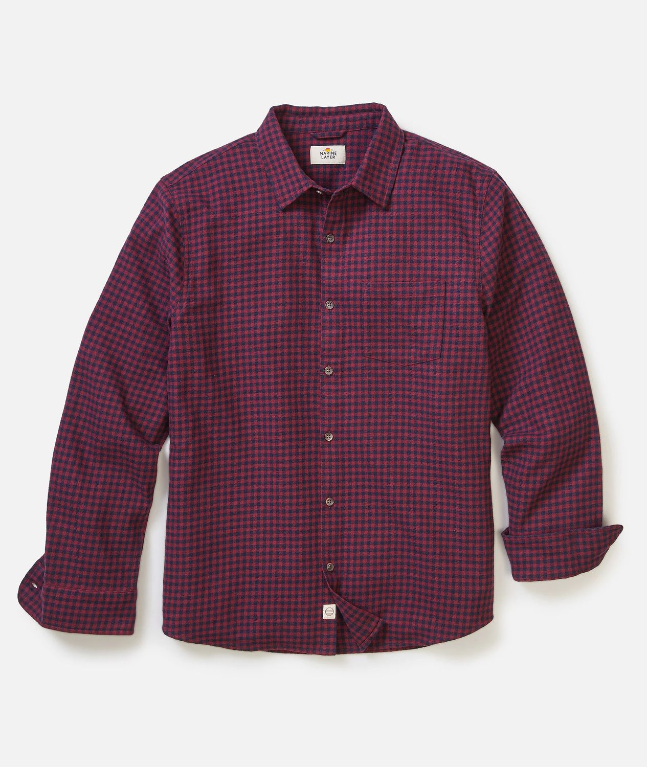 Marine Layer Tahoe Flannel Shirt in Navy/Red Gingham