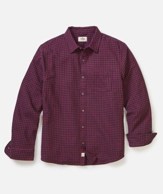Marine Layer Tahoe Flannel Shirt in Navy/Red Gingham