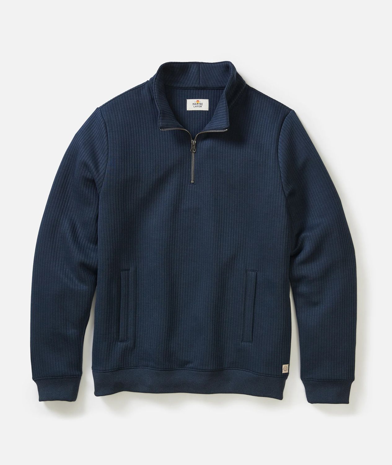 Marine Layer Corbet Quilted Quarter Zip in Navy