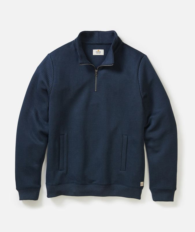 Marine Layer Corbet Quilted Quarter Zip in Navy