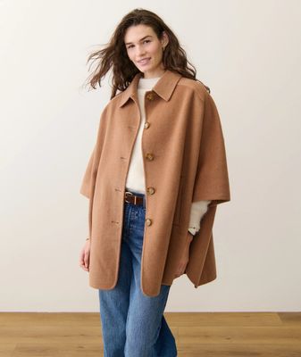 Marine Layer Colette Wool Drape Coat in Camel
