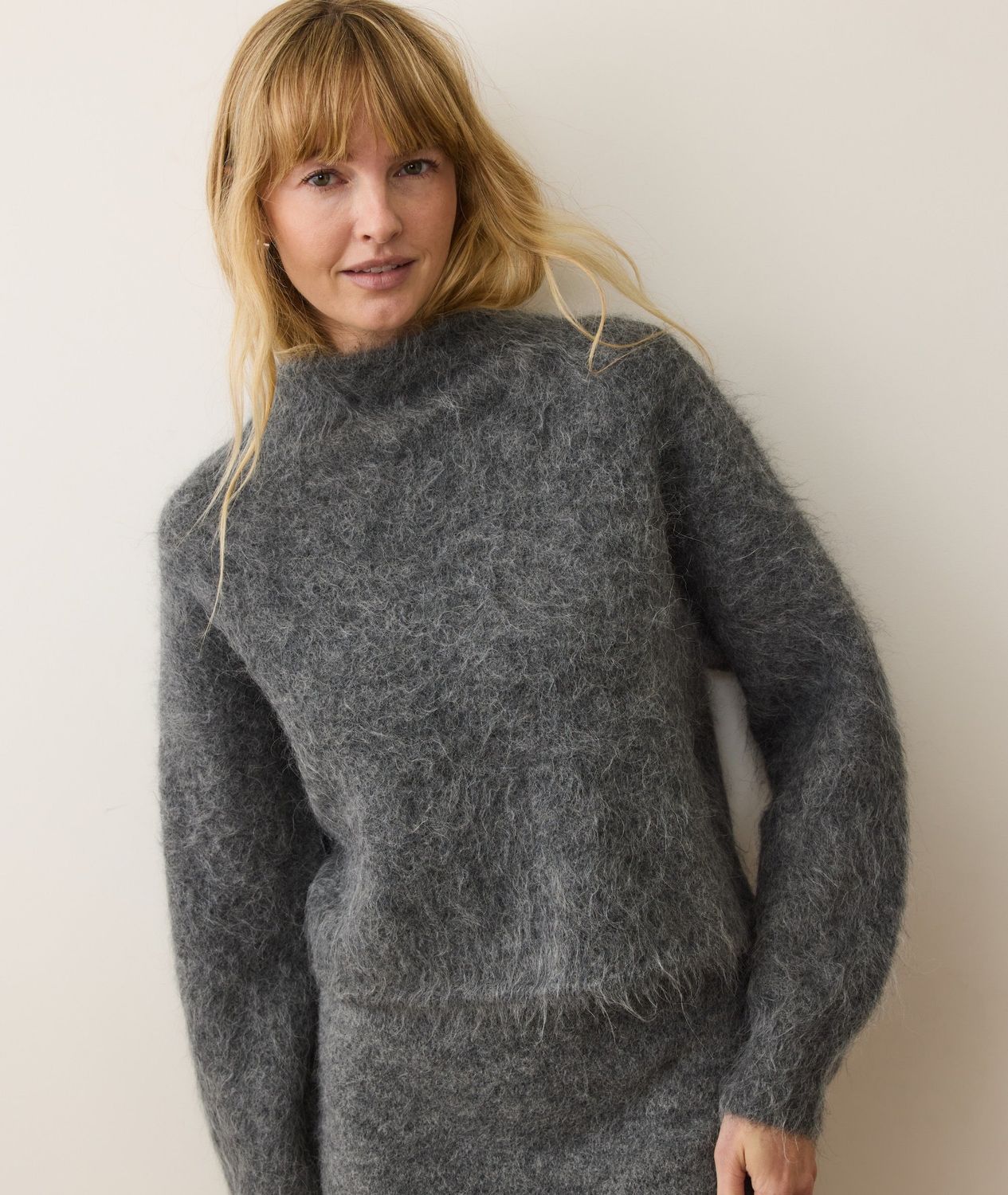 Marine Layer Suri Alpaca Mock Neck Sweater in Charcoal