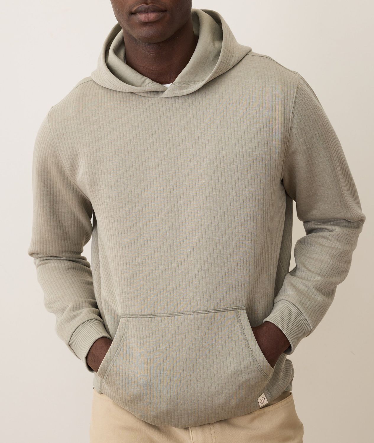 Marine Layer Corbet Quilted Hoodie in Taupe