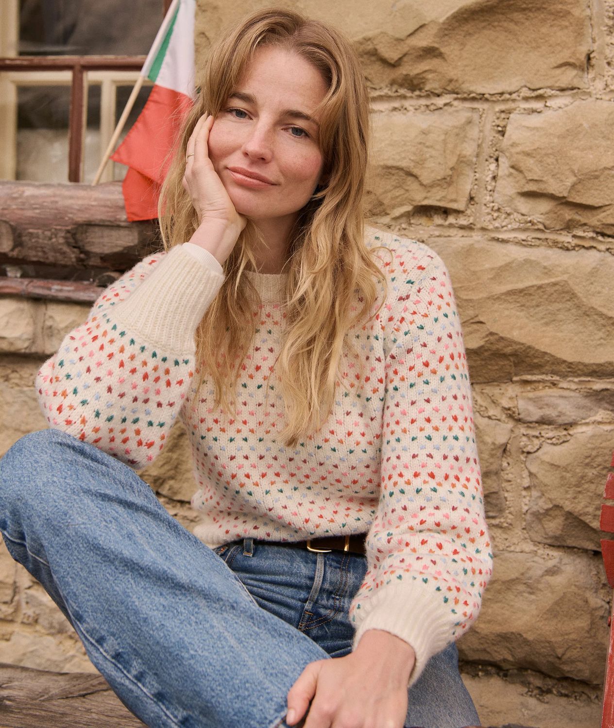 Marine Layer Alma Crewneck Sweater in Rainbow