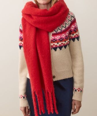 Marine Layer Brushed Scarf in Solid Cherry Red