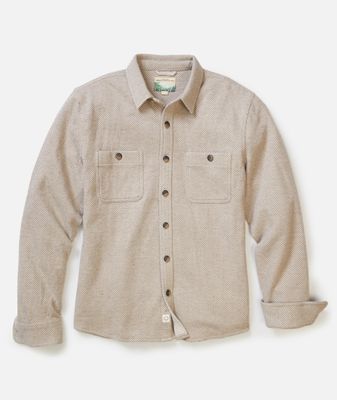 Pacifica Stretch Twill Overshirt in Taupe Herringbone