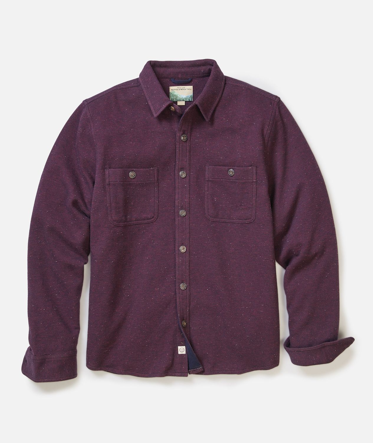 Marine Layer Pacifica Stretch Twill Overshirt in Burgundy