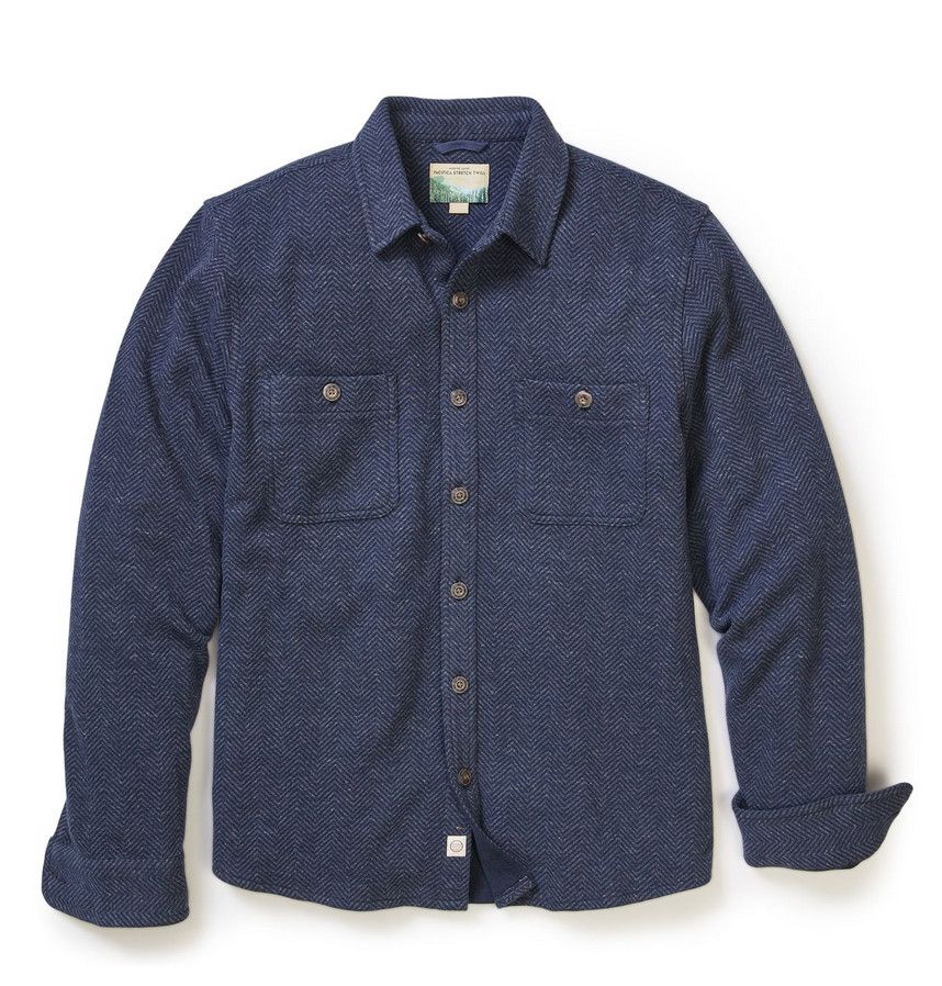 Pacifica Stretch Twill Overshirt in Navy Herringbone