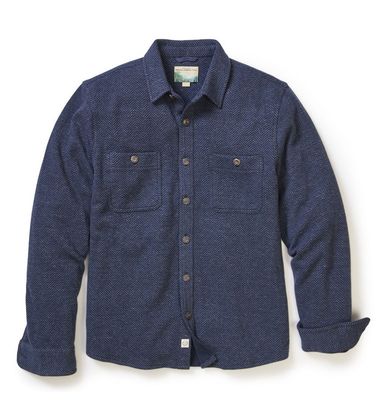 Pacifica Stretch Twill Overshirt in Navy Herringbone