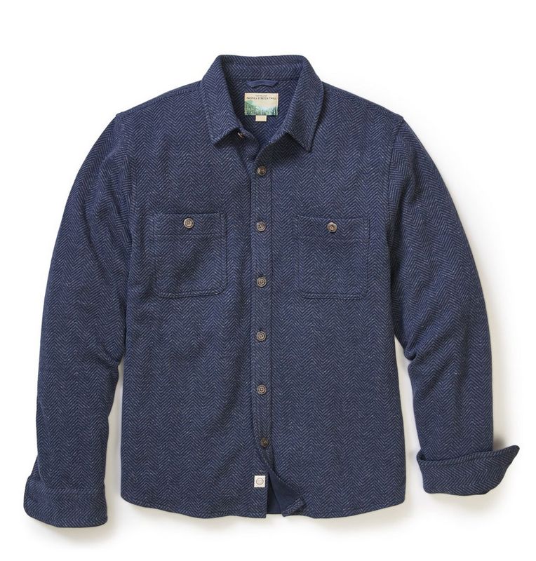 Pacifica Stretch Twill Overshirt in Navy Herringbone