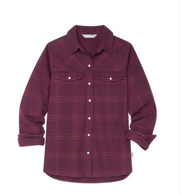 Stio Women&#39;s Slipstone Midweight Flannel Shirt in Aubergine Plaid