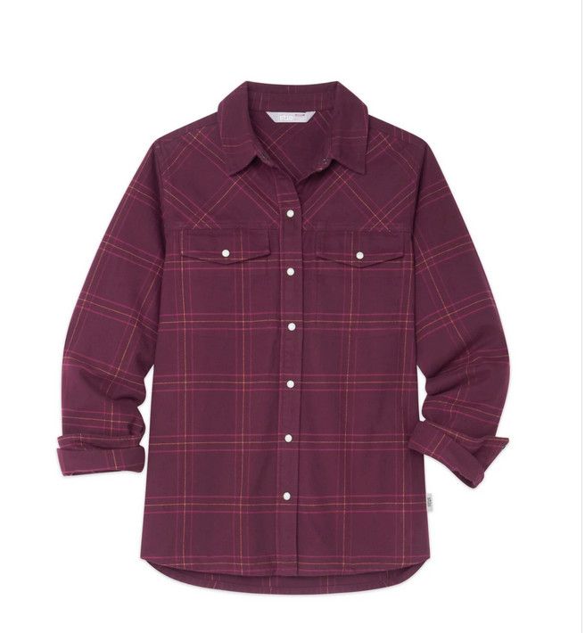 Stio Women&#39;s Slipstone Midweight Flannel Shirt in Aubergine Plaid
