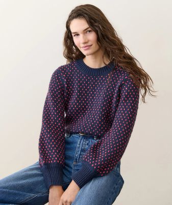 Marine Layer Alma Crewneck Sweater in Navy/Red