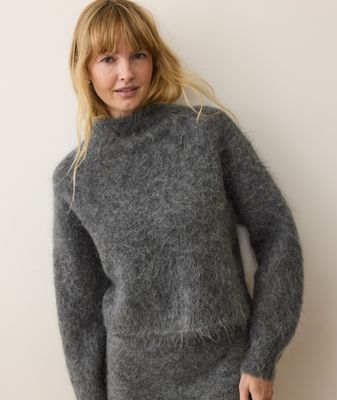 Marine Layer Suri Alpaca Mock Neck Sweater in Charcoal