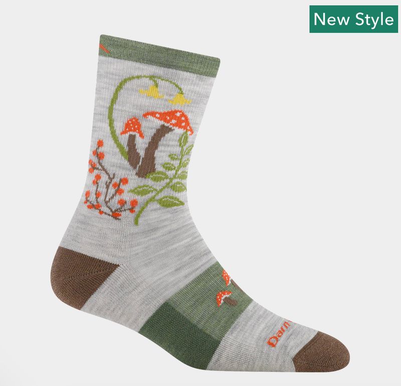 Darn Tough Women's Mellow Mushrooms Micro Crew Lightweight Hiking Socks in Ash