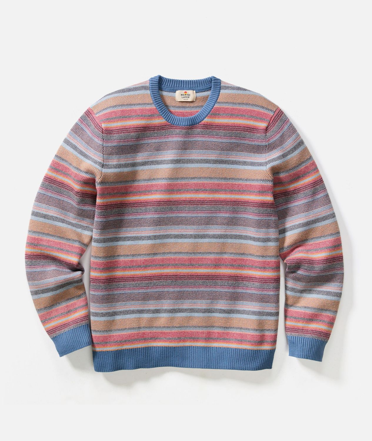 Marine Layer Reed Jacquard Sweater in Multi Baja Stripe