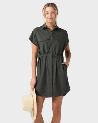 Stio Mountain Flow Shirt Dress in Raven Dot