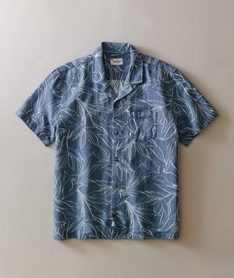 Marine Layer Jacquard Resort Shirt in Blue Floral