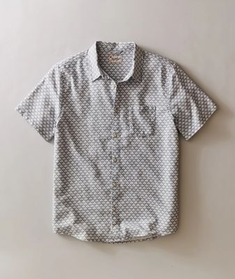 Marine Layer Classic Stretch Selvage Shirt in Light Blue Agave