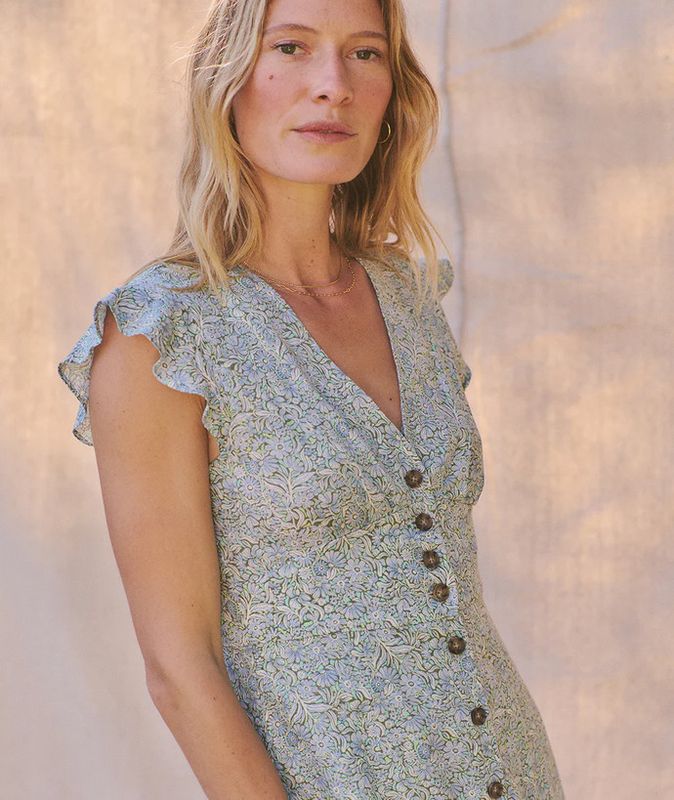 Marine Layer Camila Midi Dress in Sea Floral