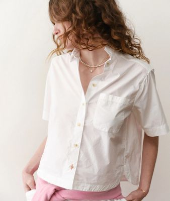 Marine Layer Bonnie Poplin Shirt in White