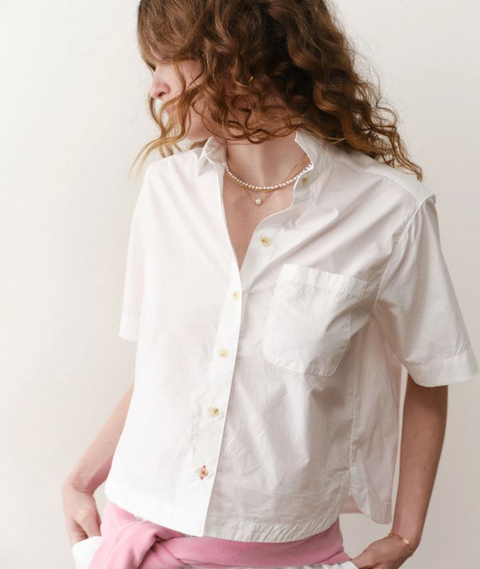 Marine Layer Bonnie Poplin Shirt in White