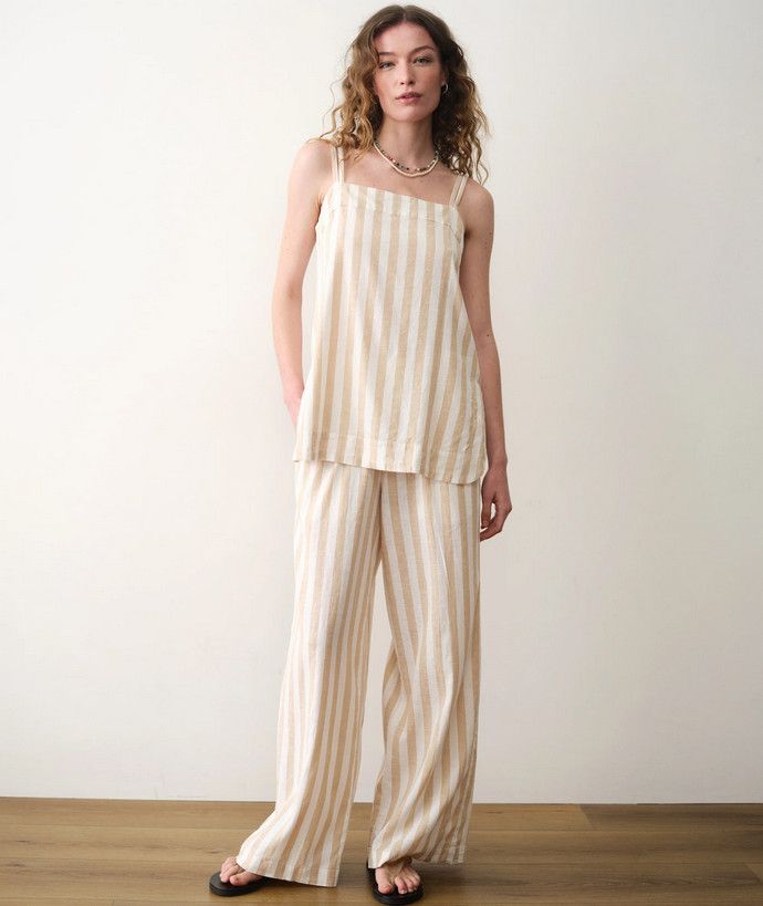 Marine Layer Allison Hemp Trouser in Tuscan Stripe
