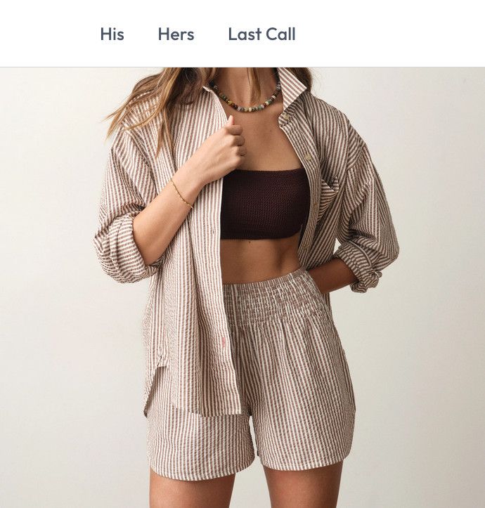 Marine Layer Isla Seersucker Short in Mocha Stripe