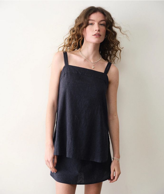 Marine Layer Mara Hemp Tank in Midnight