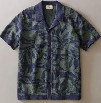 Marine Layer Ethan Sweater Button Down in Navy/Laurel Wreath