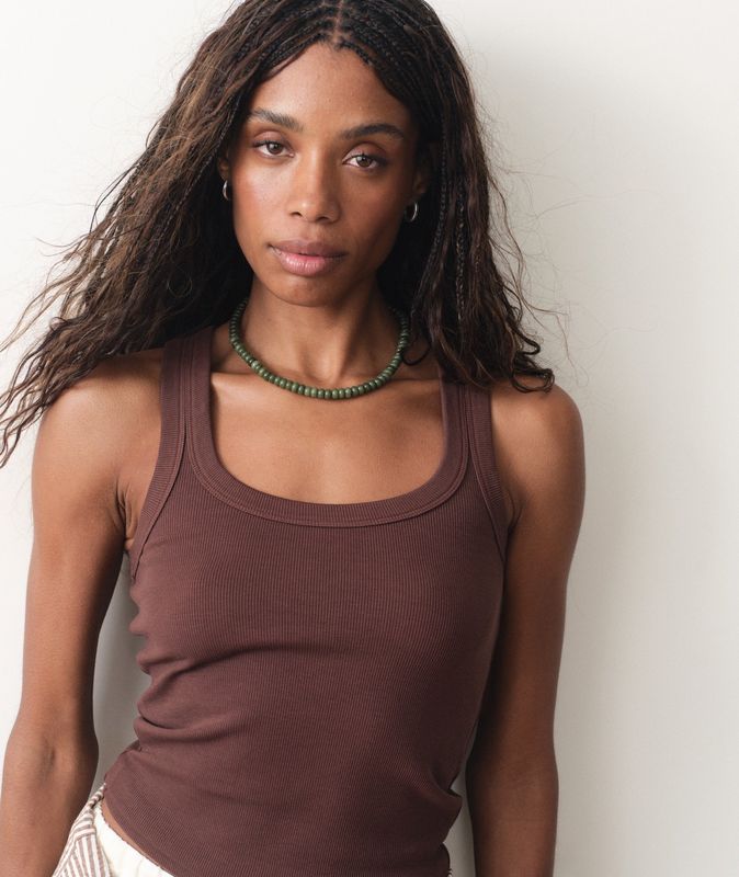 Marine Layer Lexi Rib Sun-In Tank in Chocolate