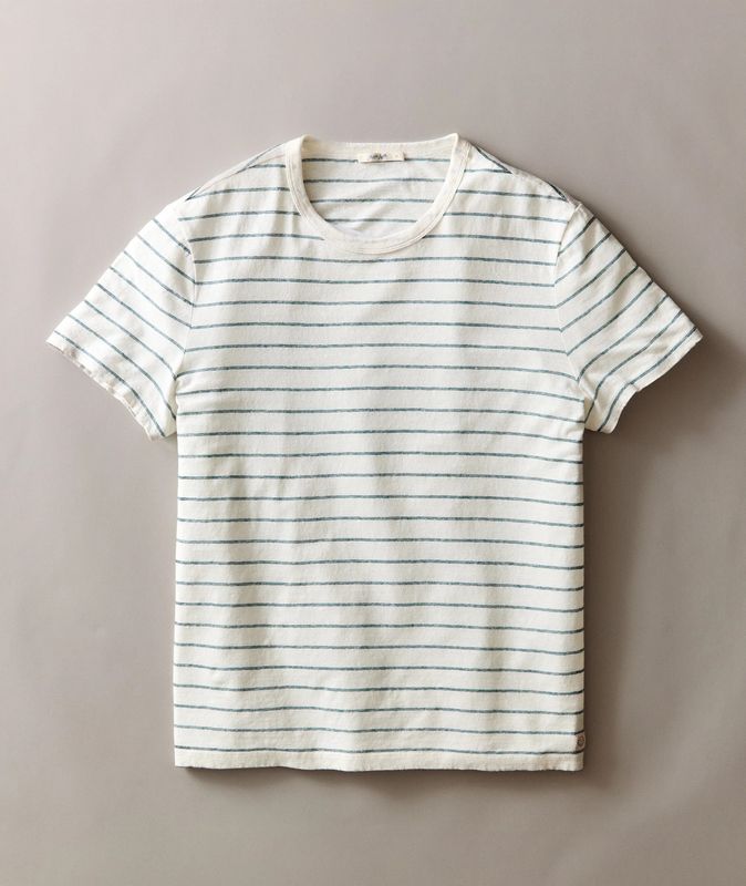 Marine Layer Relaxed Hemp Cotton Tee in Meditteranea Stripe