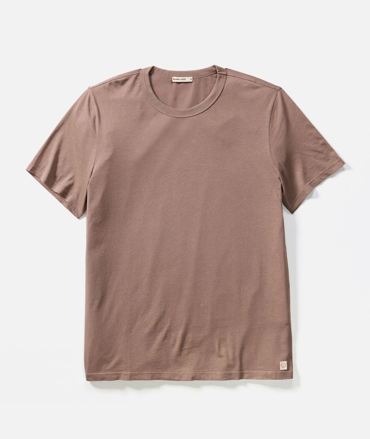 Marine Layer Signature Sea Change Crew Tee in Coffee Quartz, Size: SM