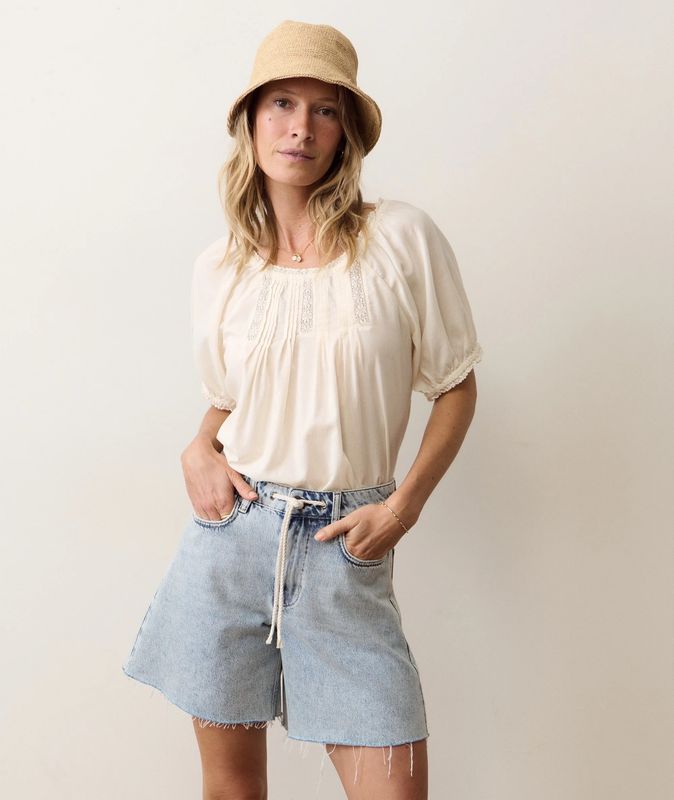 Celina Puff Top in Antique White