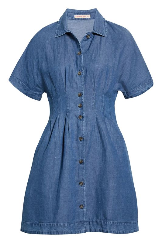Arden Mini Shirt Dress in Medium Wash