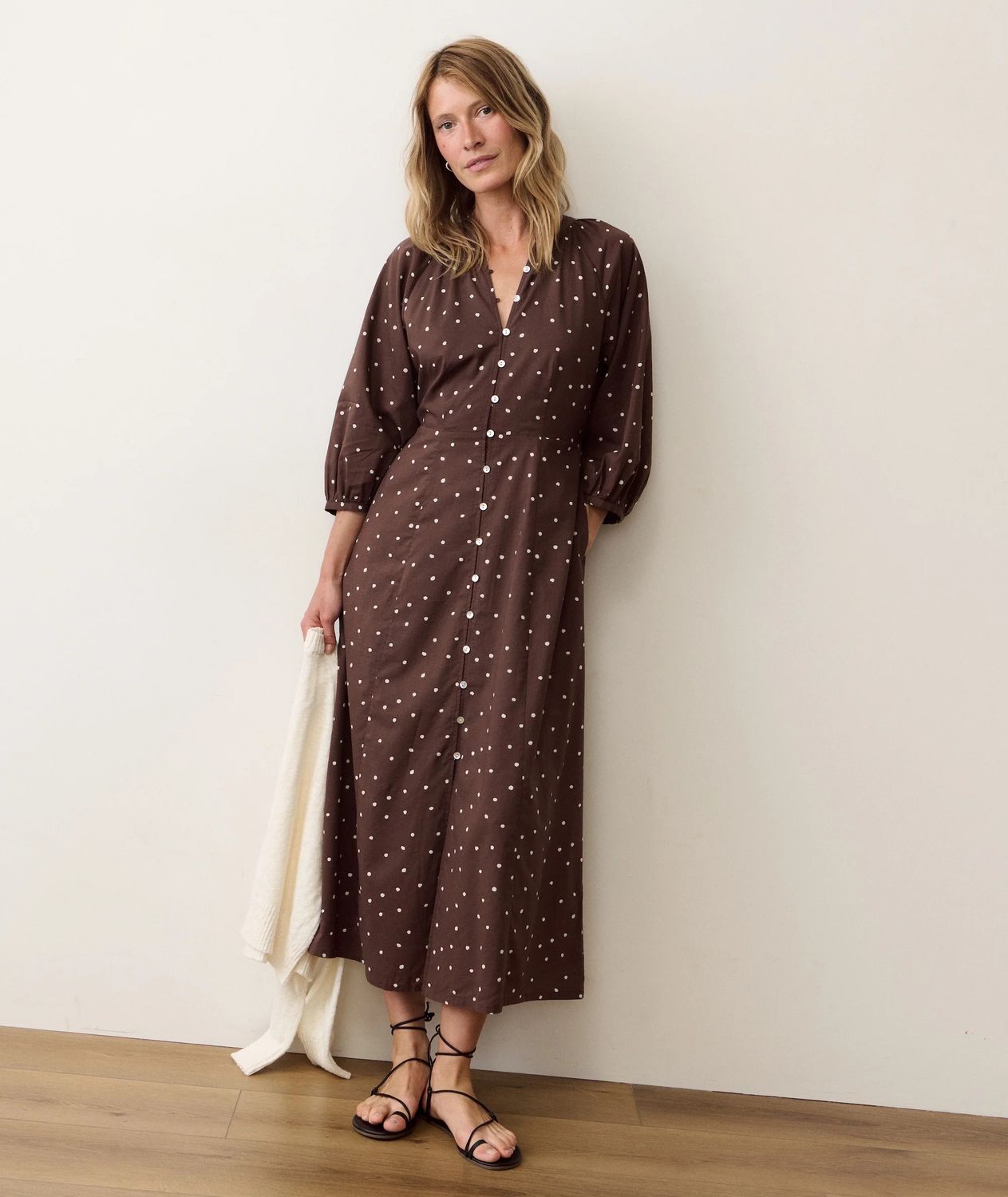 Willow Maxi Dress in Chocolate Polka Dot