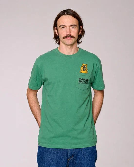 Parks Project Defend the Parks Unisex Bear Pocket Tee, Color: Sage, Size: XS
