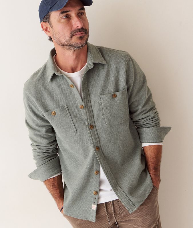 Marine Layer Men's Pacifica Stretch Twill Overshirt - Olive