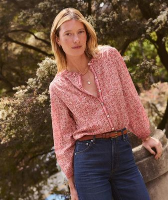 Marine Layer Vivian Blouse in Blush Floral 