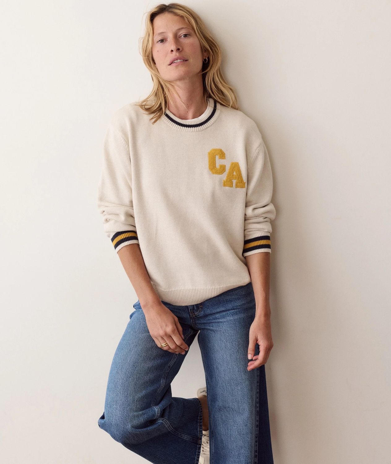 Marine Layer Hadley Crewneck Sweater in Antique White