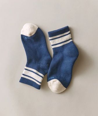 Marine Layer Navy and Cream Quarter Crew Sock
