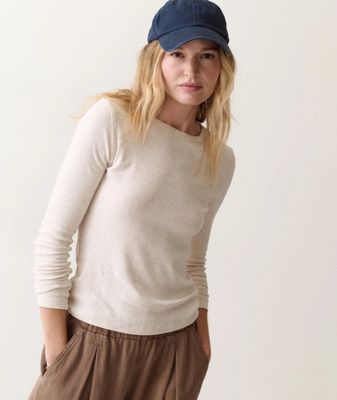 Marine Layer Mini Rib Long Sleeve Tee in Oatmeal